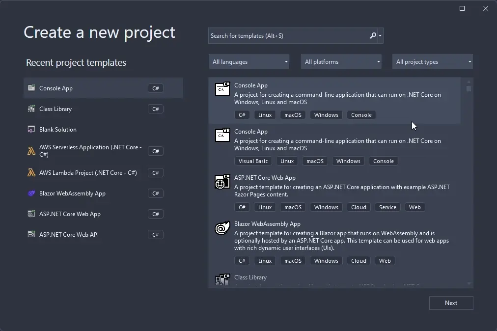 Create a .NET 6 Console application